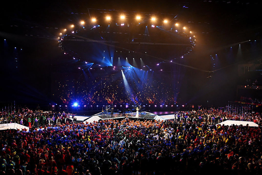 Delta Goodrem performs during the Closing Ceremony on day ten of the Glasgow 2026 Commonwealth Games at The Hydro on August 02, 2026 in Glasgow, Scotland. 
