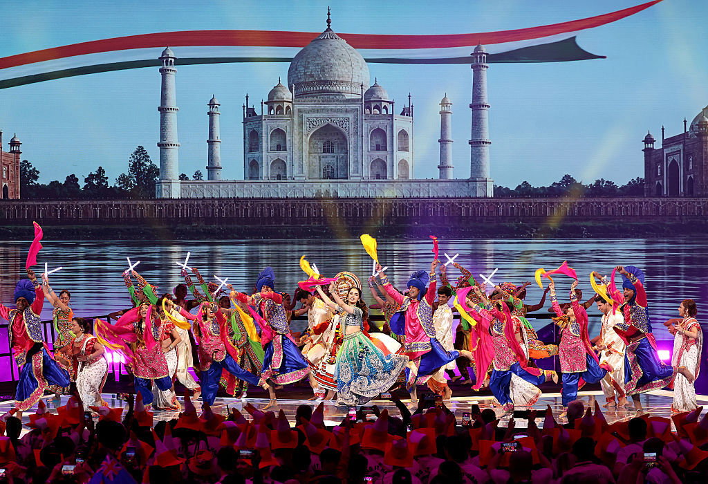 Manushi Chhillar performs with Shiamak Davar Dance Troupe during the Closing Ceremony on day ten of the Glasgow 2026 Commonwealth Games at The Hydro on August 02, 2026 in Glasgow, Scotland. (