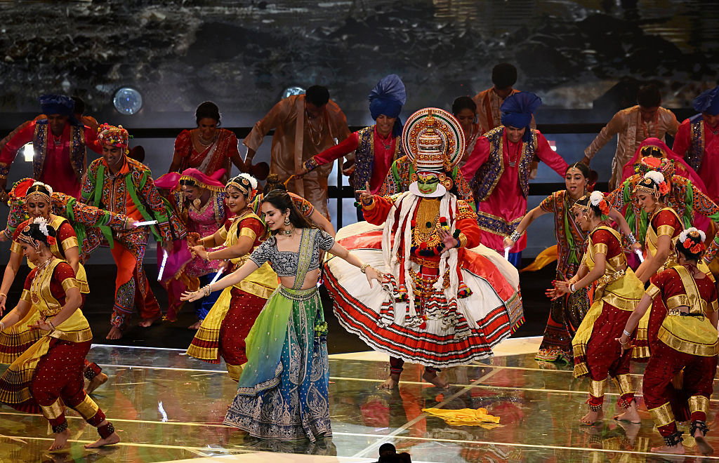 The Shiamak Davar Dance Troupe performs the World is One Family to music by Shankar Mahadevan during the Closing Ceremony on day ten of the Glasgow 2026 Commonwealth Games at The Hydro on August 02, 2026 in Glasgow, Scotland.