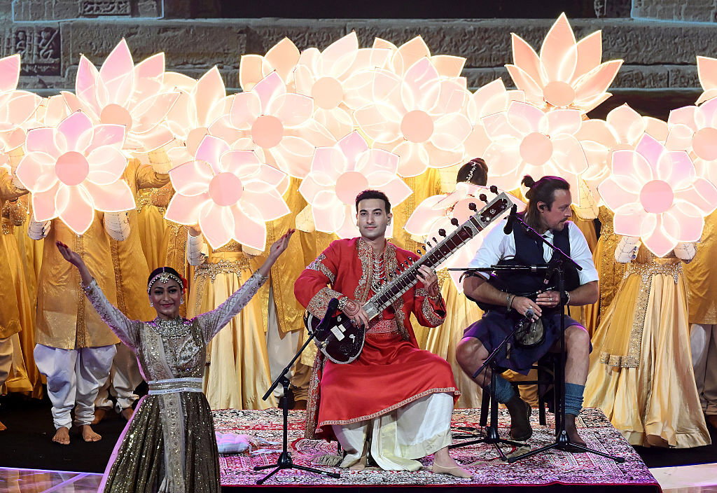 Rishab Rikhiram Sharma performs with Ross Ainslie during the Closing Ceremony on day ten of the Glasgow 2026 Commonwealth Games at The Hydro on August 02, 2026 in Glasgow, Scotland. 