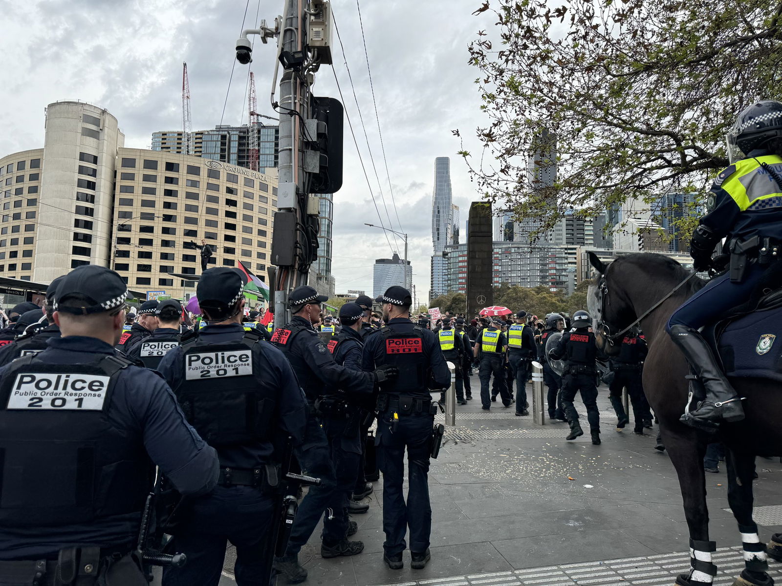 Police presence during a protest