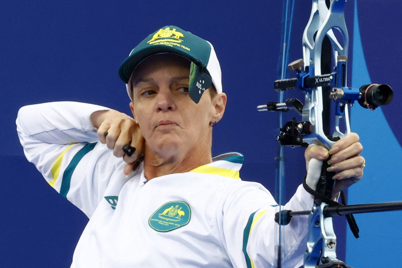 Para archer Melissa-Anne Tanner moments after she's released the bow.