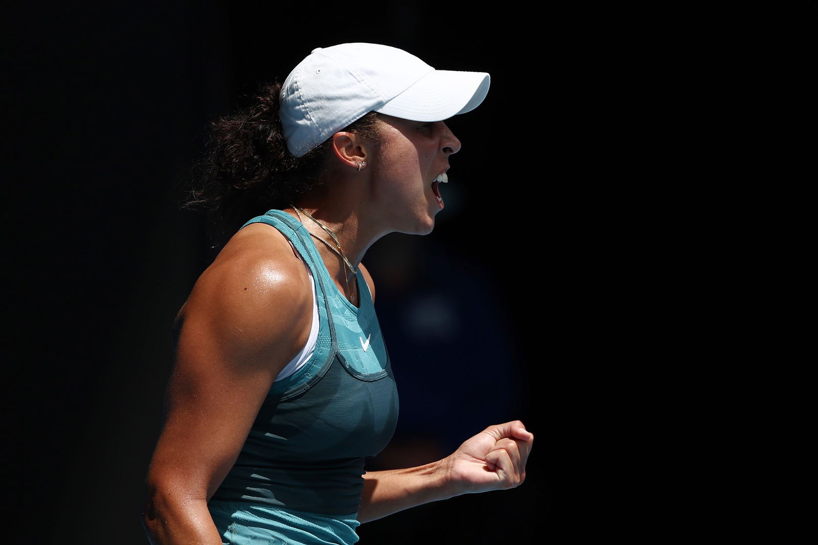 Madison Keys celebrates a point