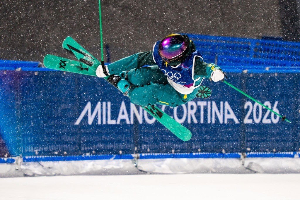 Australia's Indra Brown in training for the women's freeski halfpipe event at Milano Cortina