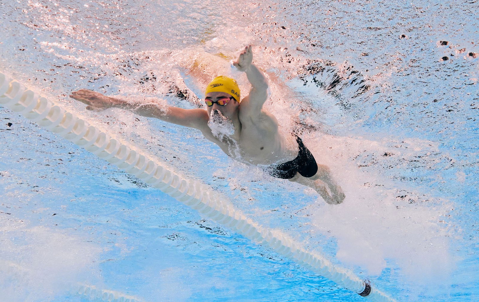 Alex Saffy in action during the 100m butterfly - S10 final in Paris.