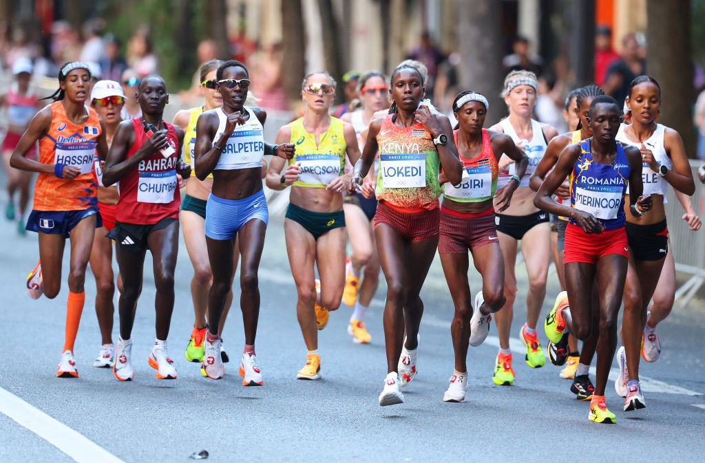 The women's marathon pack at the Paris Olympics.