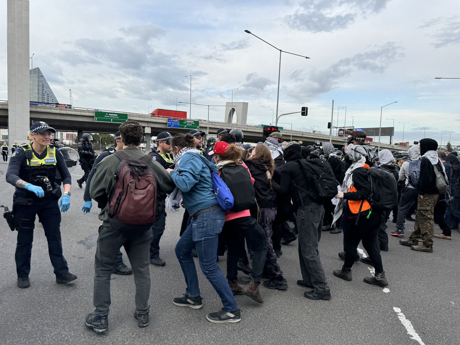 Police presence during a protest