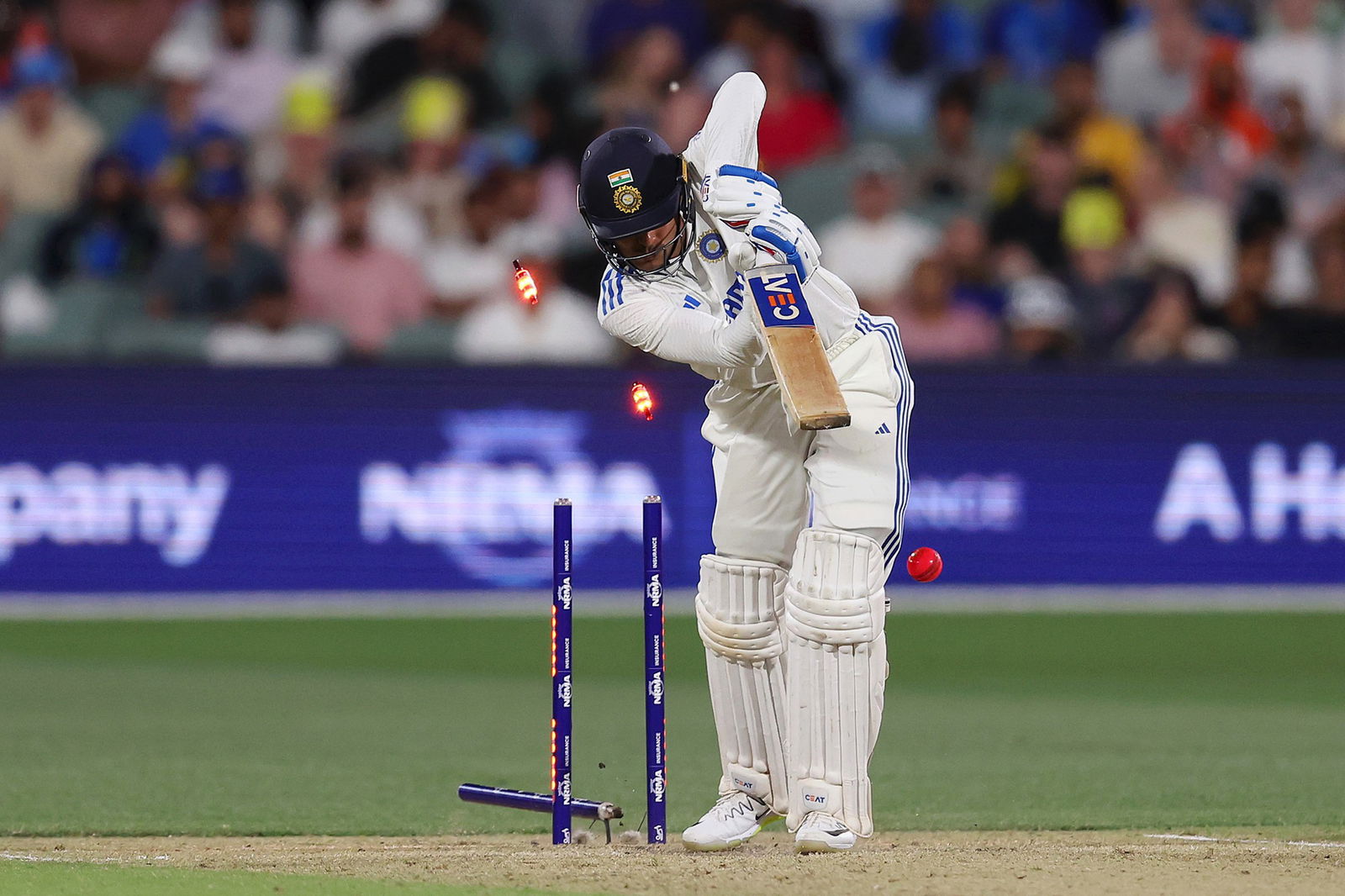 Shubman Gill's middle stump was taken out of the ground by Mitchell Starc.