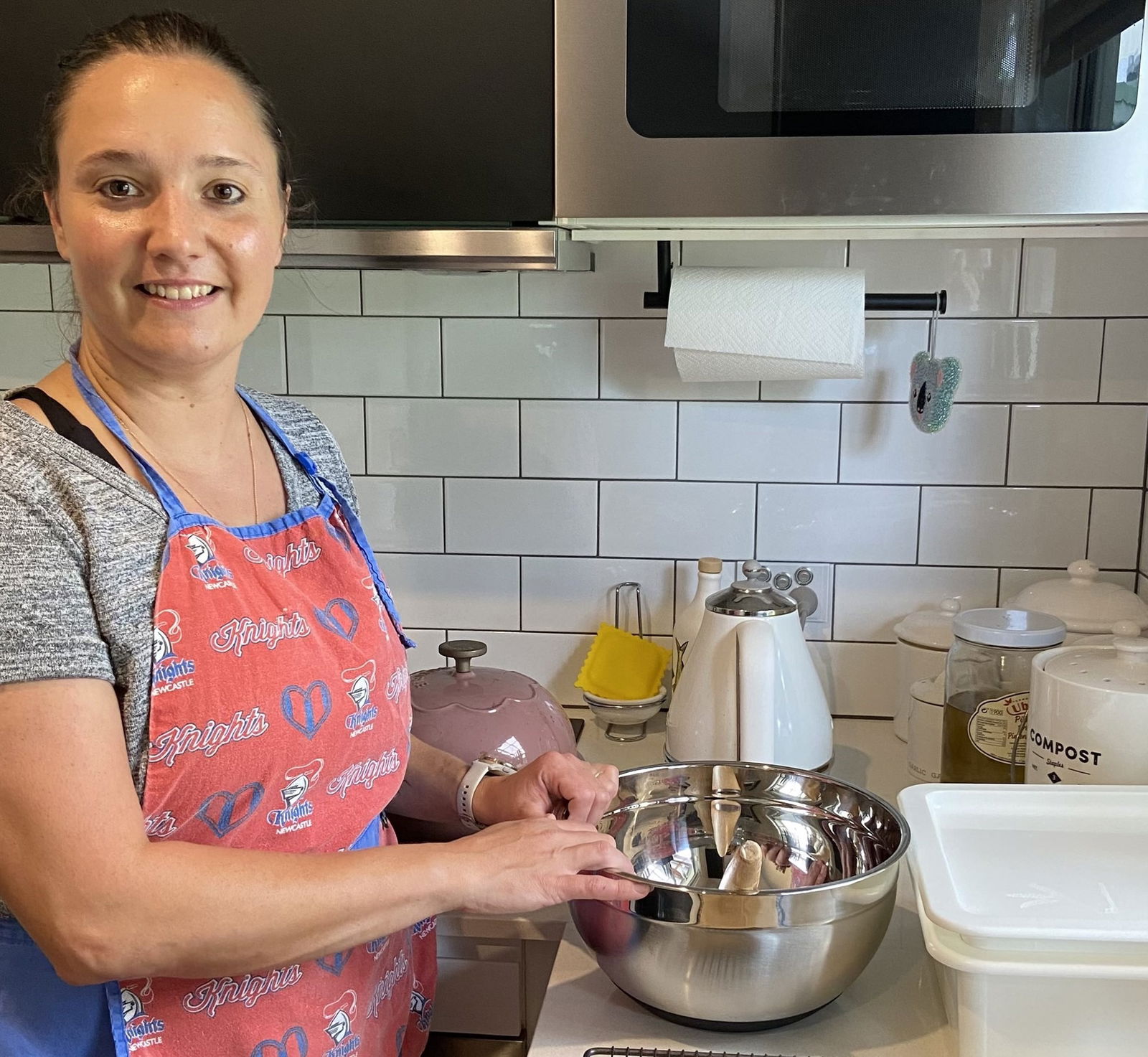 Woman with mixing bowl