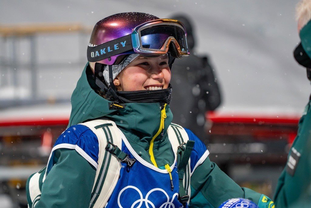 Australia's Indra Brown in training for the women's freeski halfpipe event at Milano Cortina