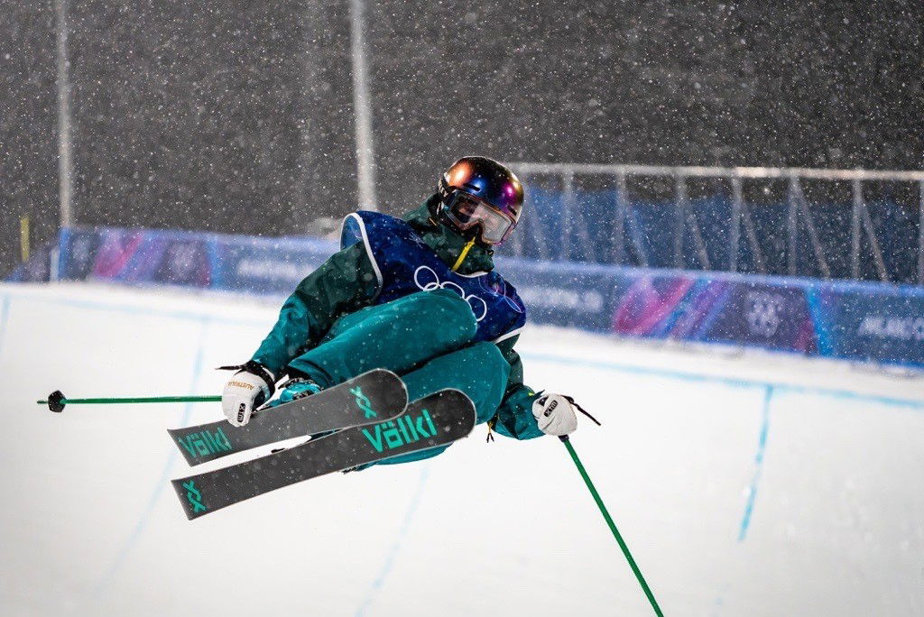 Australia's Indra Brown in training for the women's freeski halfpipe event at Milano Cortina