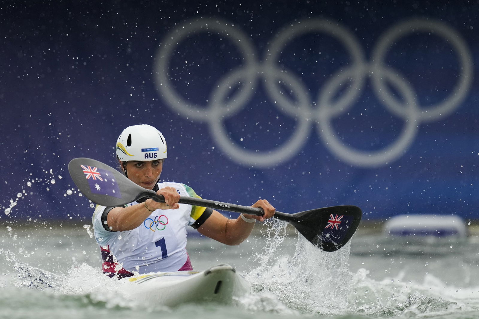 Australia's Jess Fox in action in the women's kayak singles at the Paris Olympics.