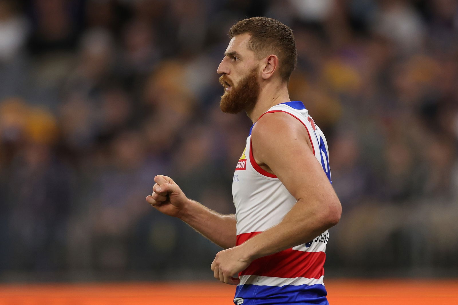Liam Jones pumps his right fist.