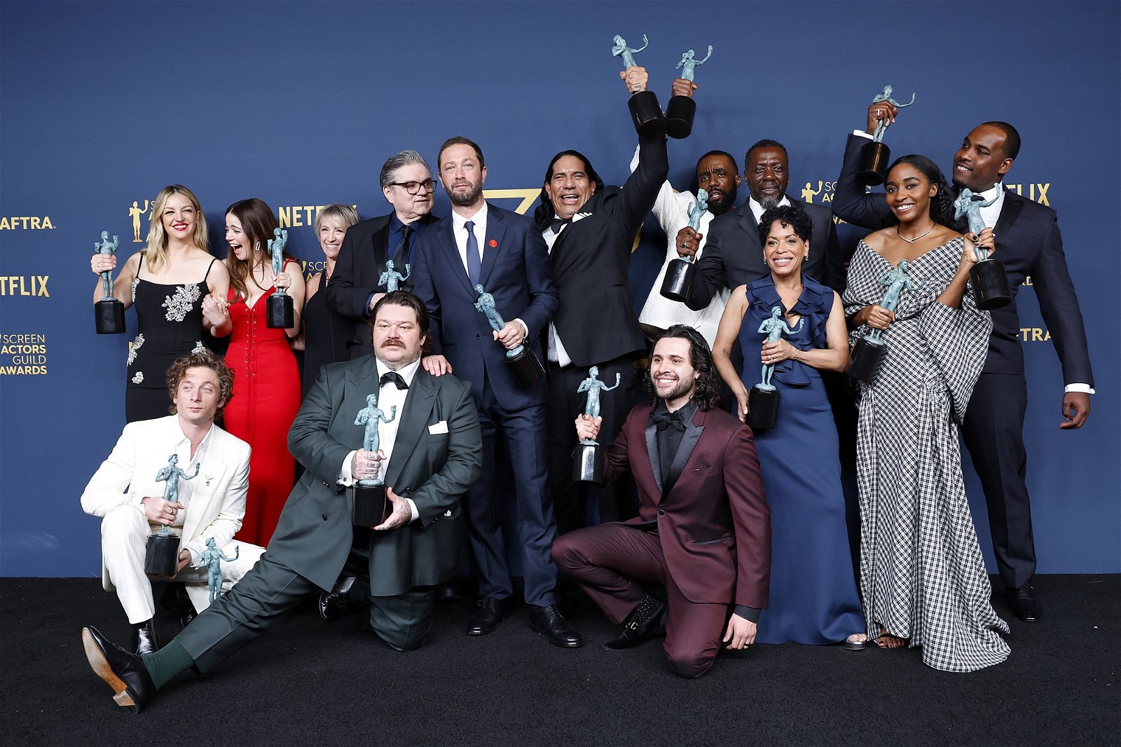 The cast of The Bear with their awards