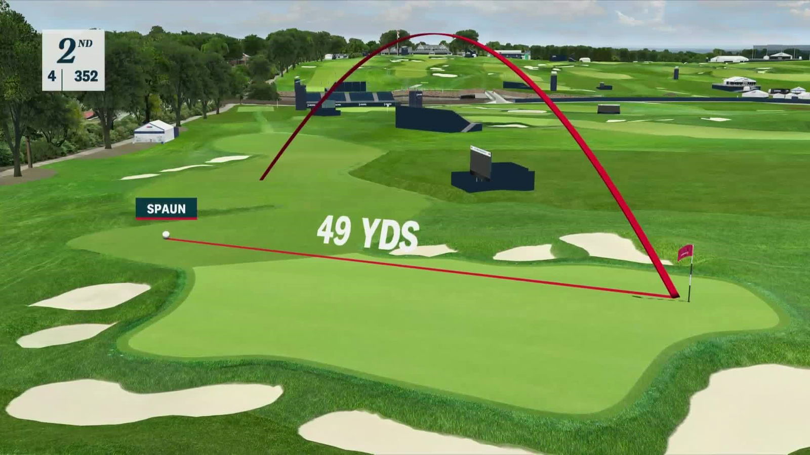 A shot tracker from the rebound of JJ Spaun.