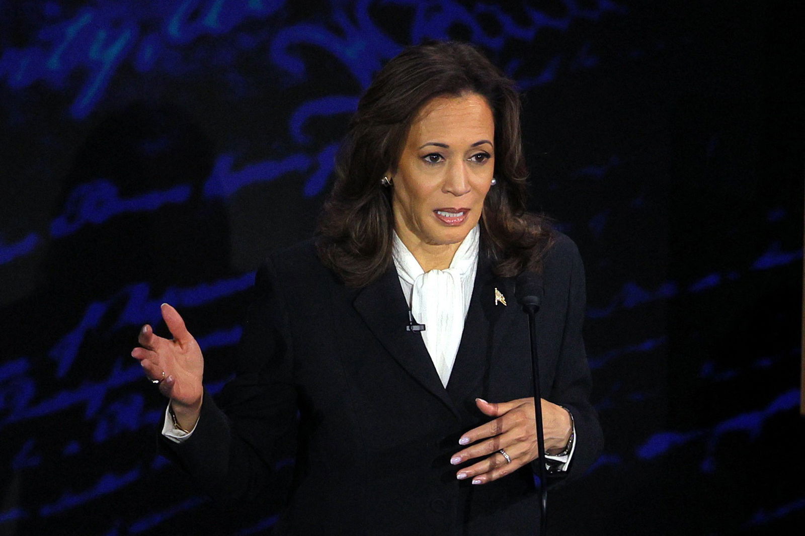 Kamala Harris gestures during the debate.