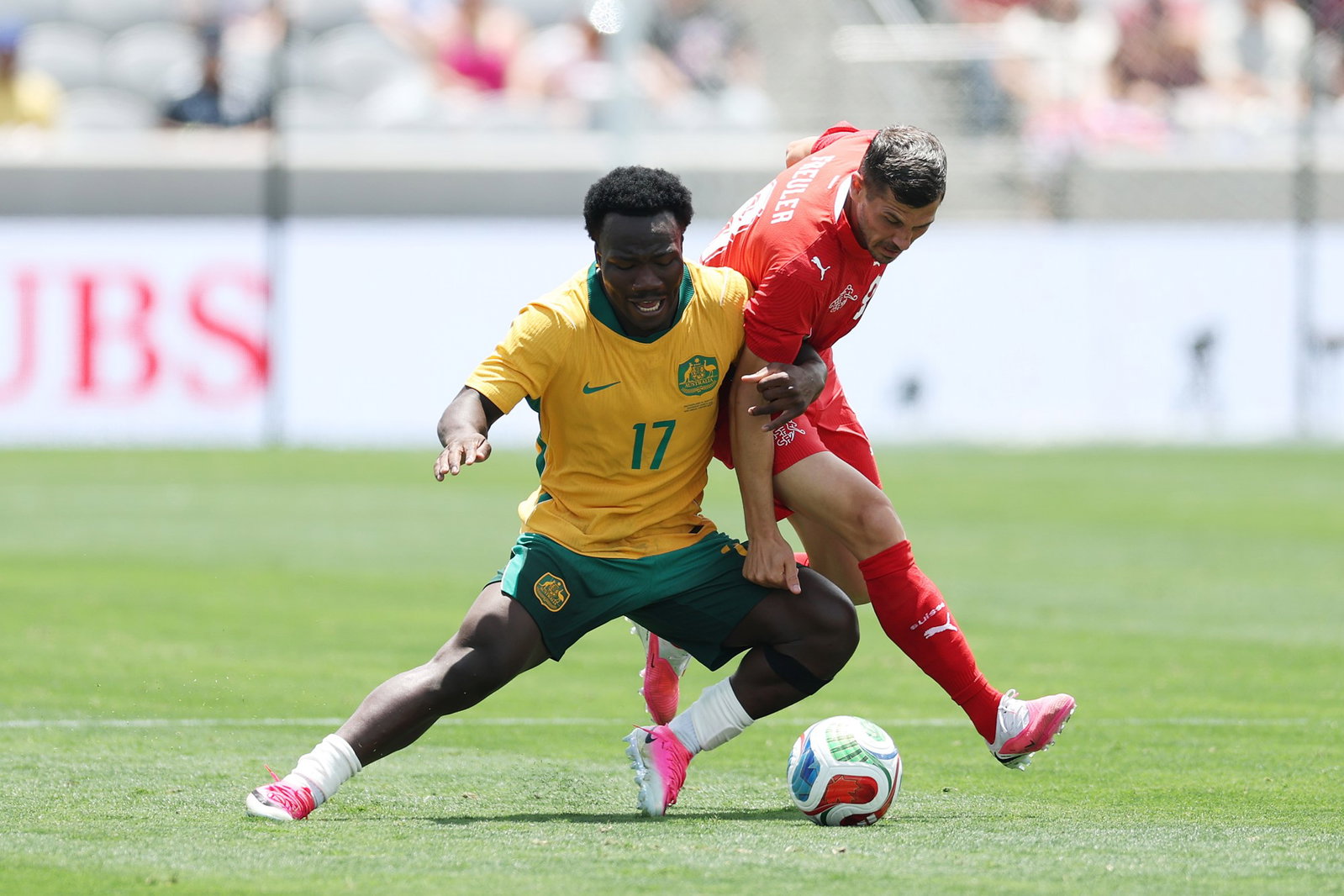 Nestory Irankunda was a bright spark once again as the Socceroos settled for a draw against Switzerland in San Diego.