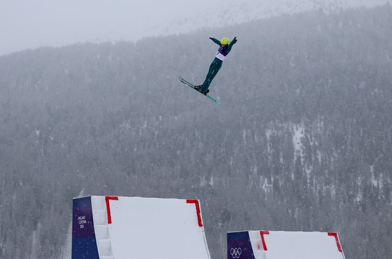Danielle Scott of Team Australia participates in Freestyle Skiing Aerials training on day eight of the Milano Cortina 2026 Winter Olympic games at Livigno Air Park on February 14, 2026 in Livigno, Italy. 