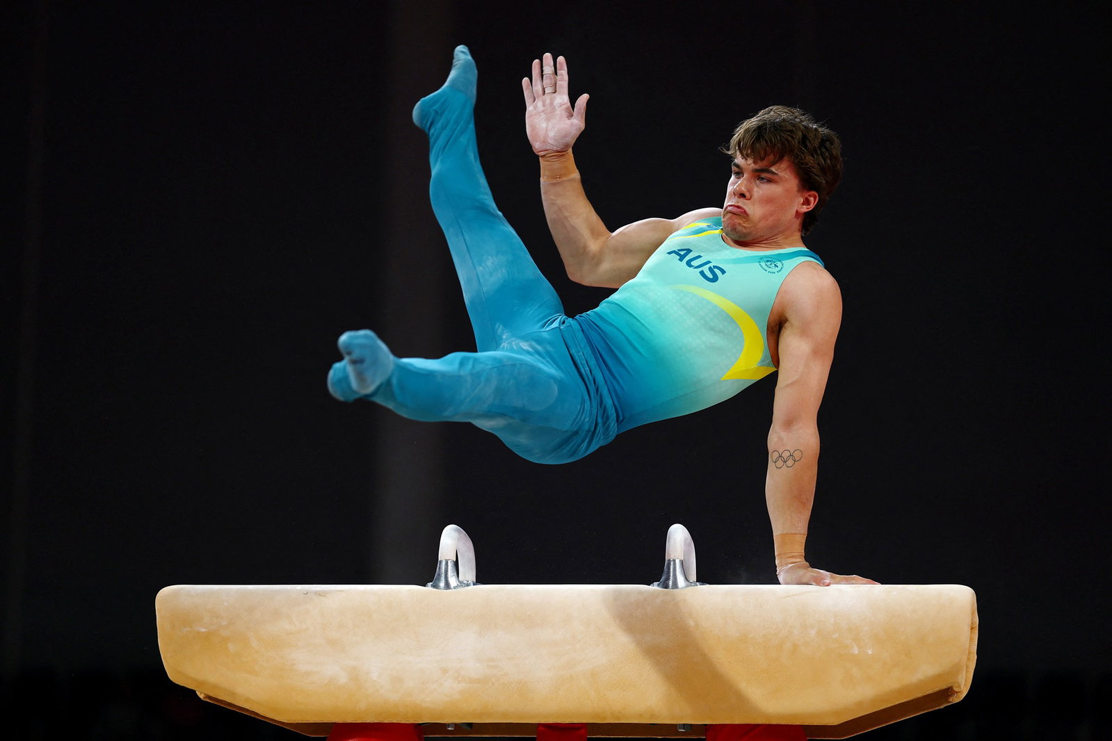 Jesse Moore on the pommel horse