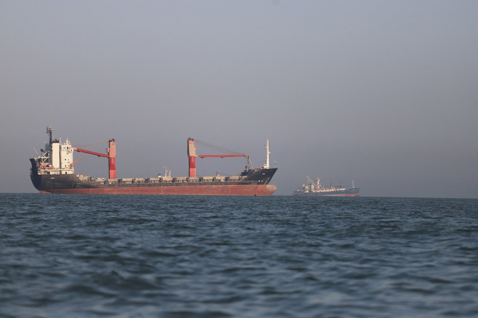 A large boat on the water
