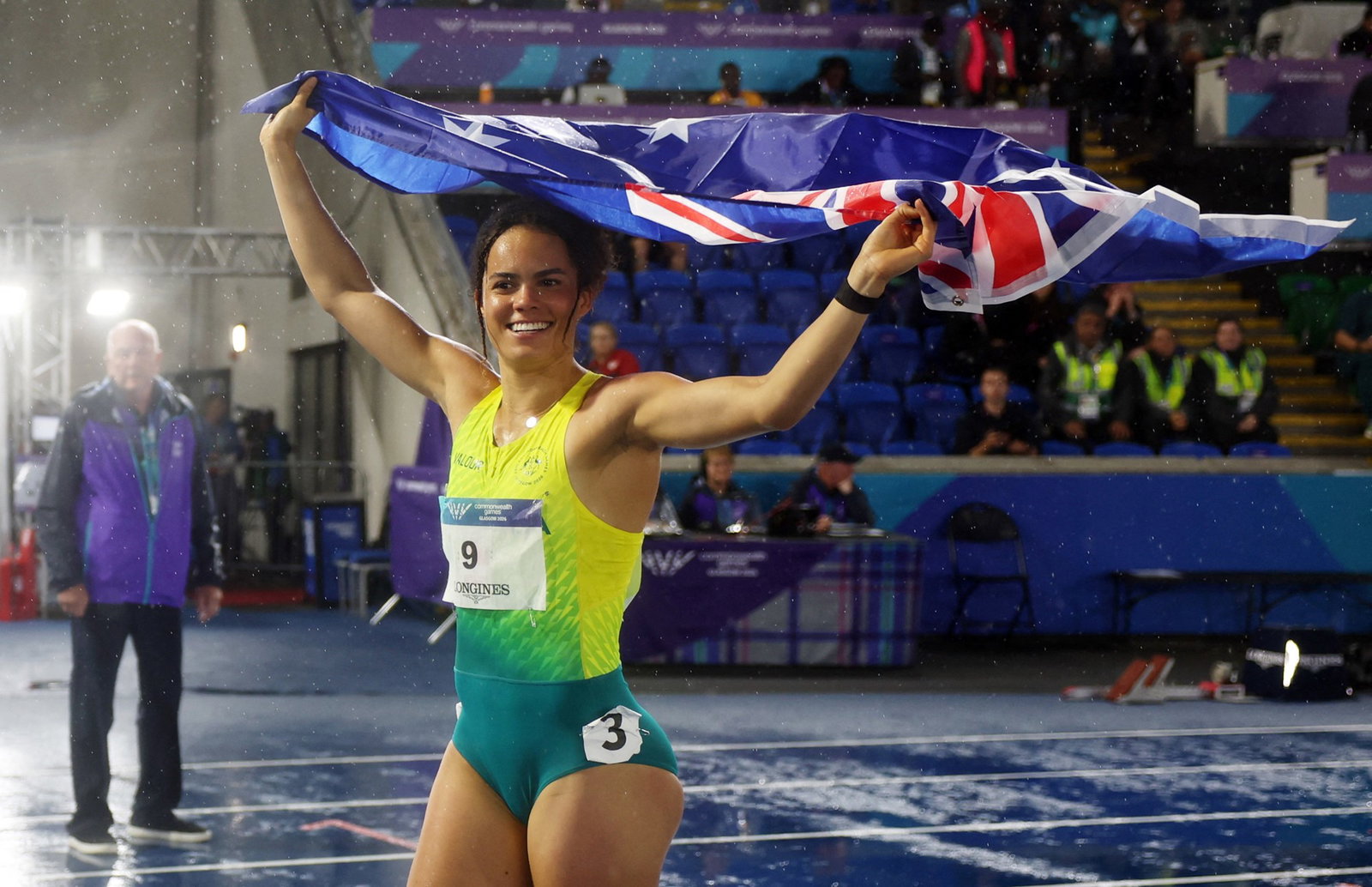 Torrie Lewis with te Australian flag.