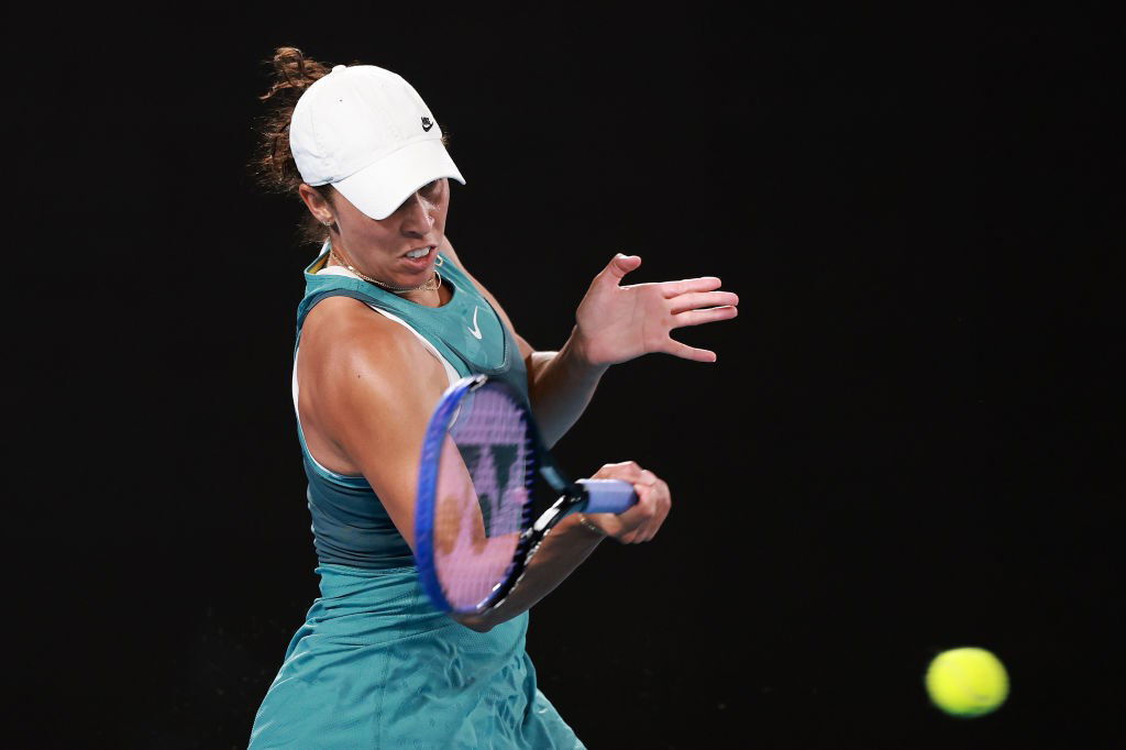 Madison Keys hits a forehand winner