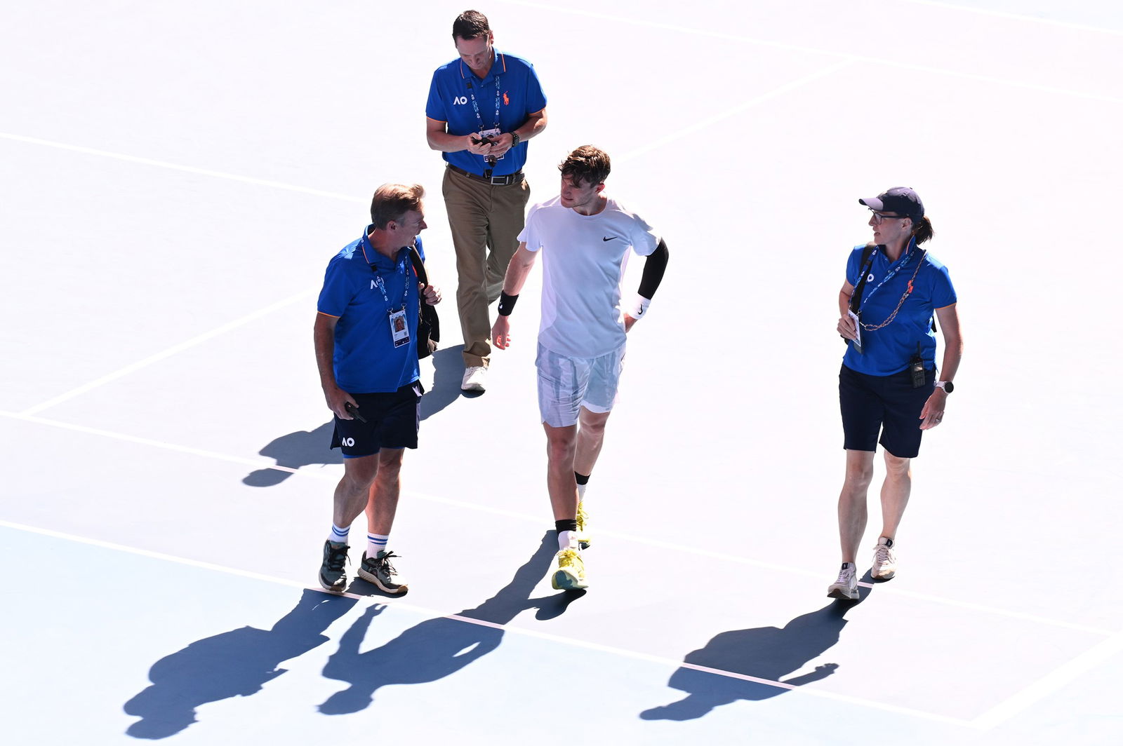 Jack Draper of Great Britain has a medical time out 