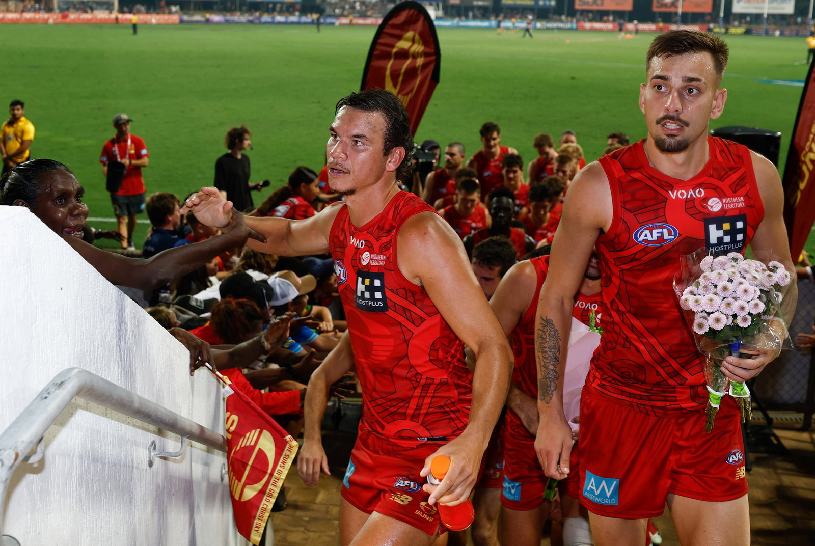 Daniel Rioli of the Suns celebrates during the 2026 AFL Round 09 match between the Gold Coast Suns and the St Kilda Saints on May 9, 2026 in Darwin, Australia.