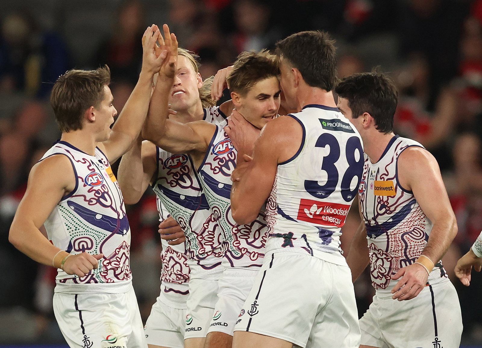 Dockers players celebrate a goal