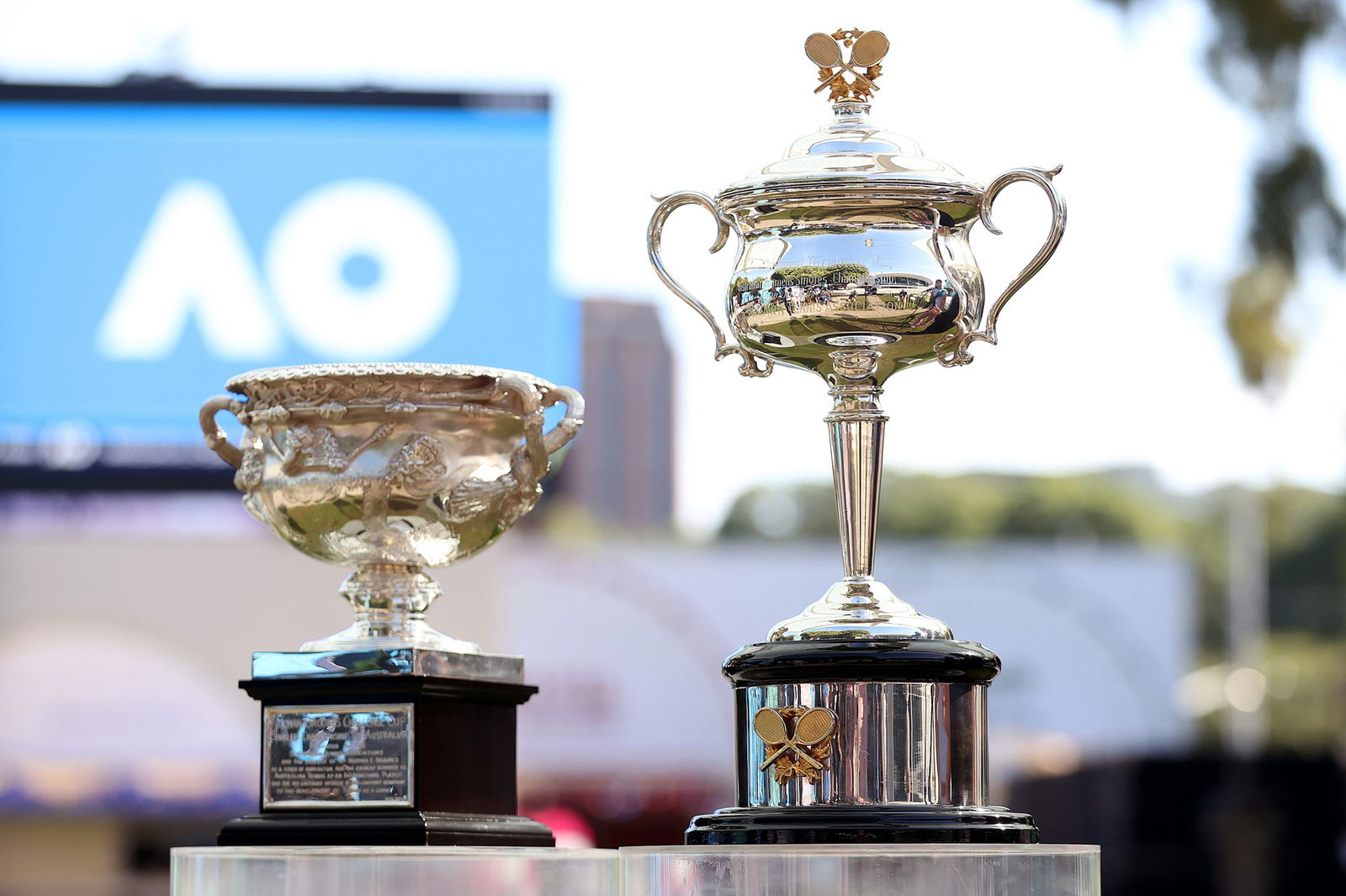 The Australian Open trophies.