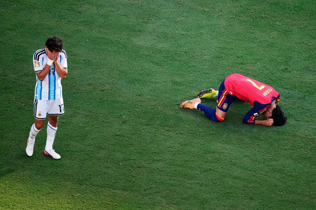 Despair for Simeone and joy For Torres at the end of extra time.