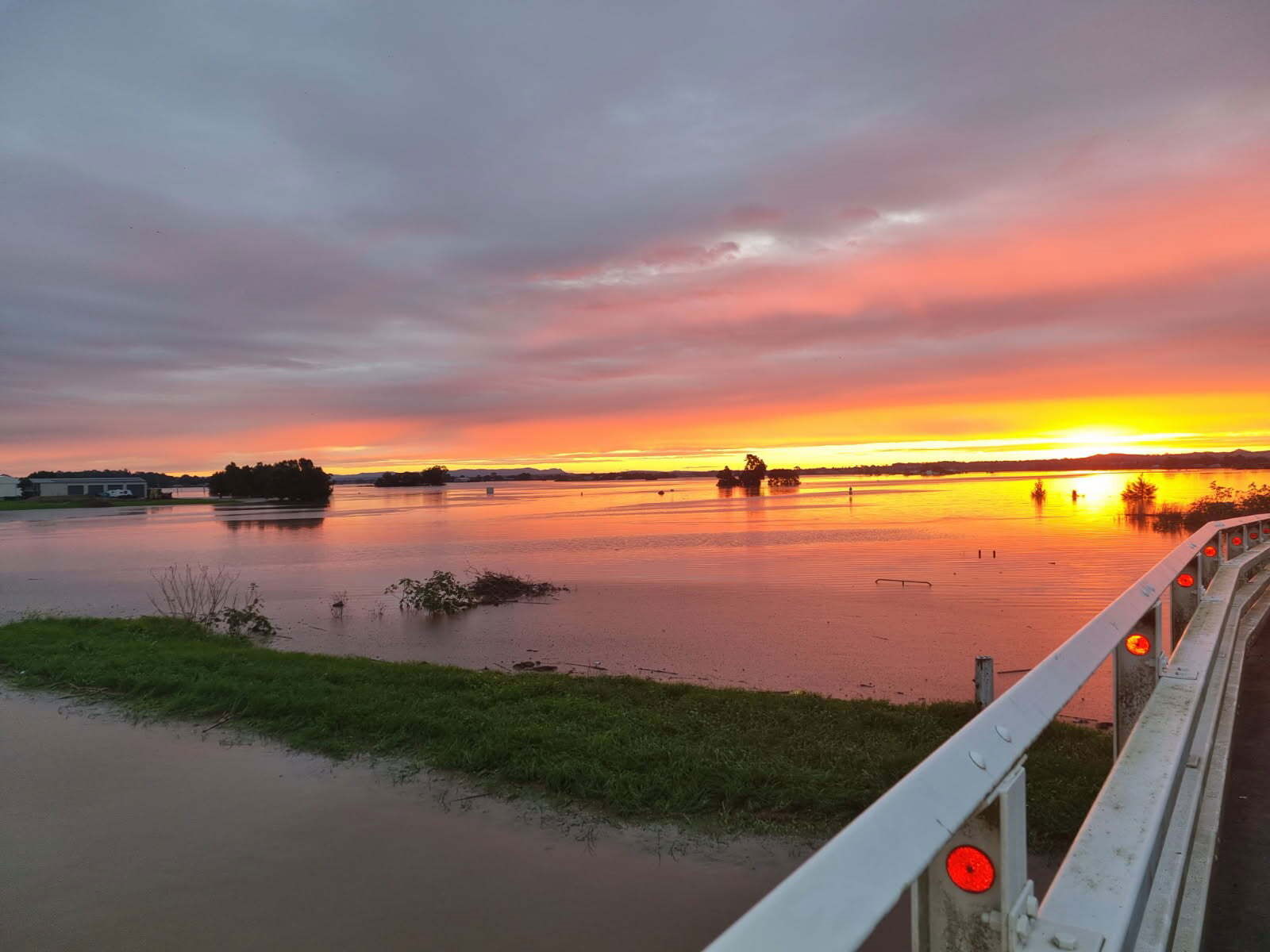 A sunset over water