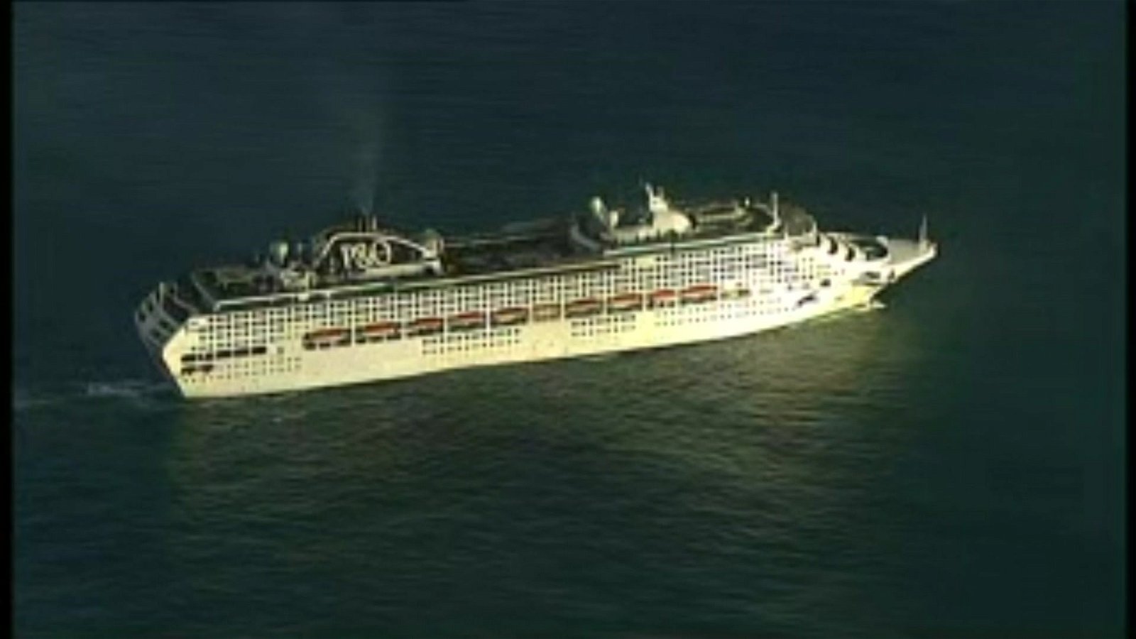 A large cruise ship in the ocean