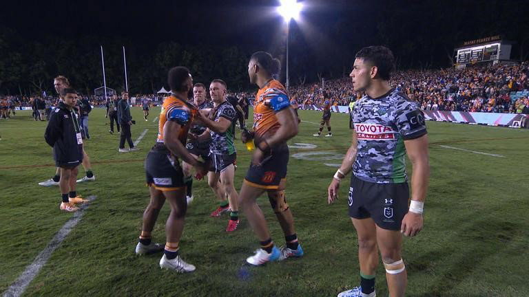 NRL updates: Benji Marshall fumes at referee calls as Tigers defeat Raiders  - ABC News