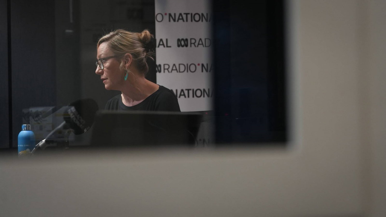 Larissa Waters speaks in a radio studio.