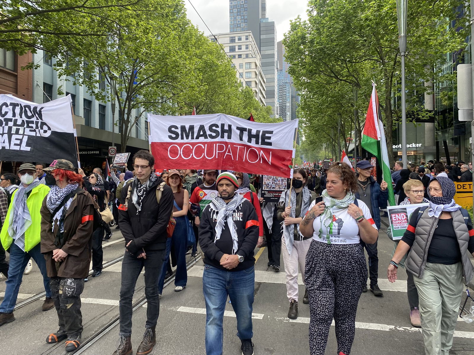 Protesters in Melbourne's CBD