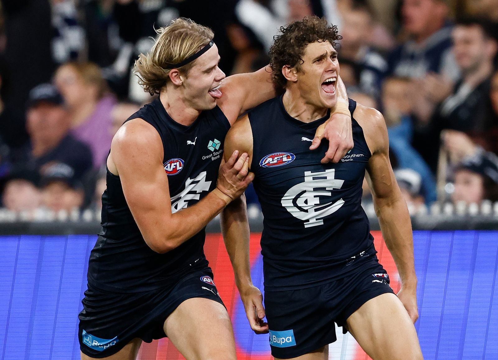 Charlie Curnow and teammate Tom De Koning collided during a training session in the lead-up to the Saints clash.