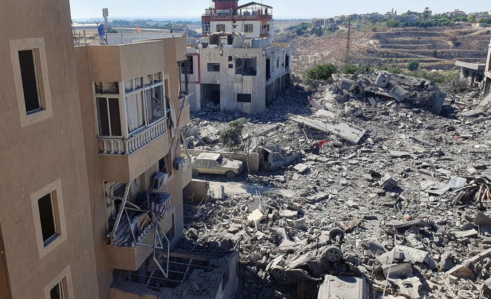 Buildings in southern Lebanon damaged from the strikes.