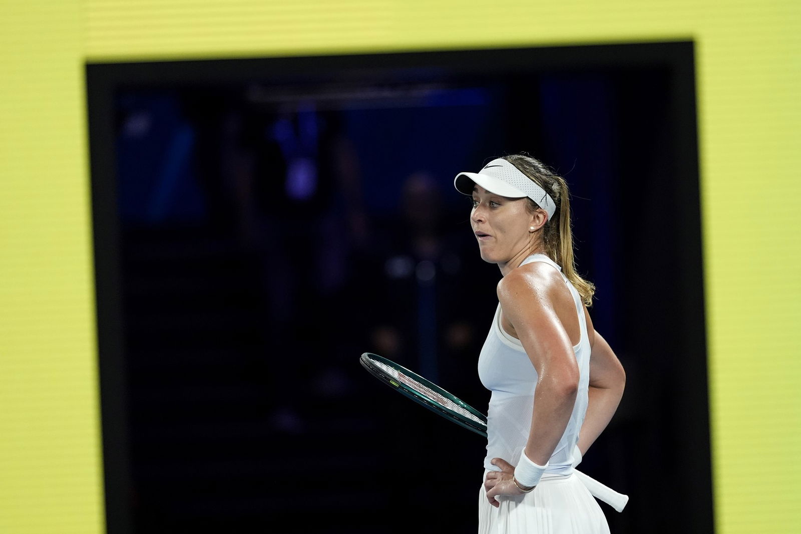 Paula Badosa looks miserable in the Australian Open semifinal.