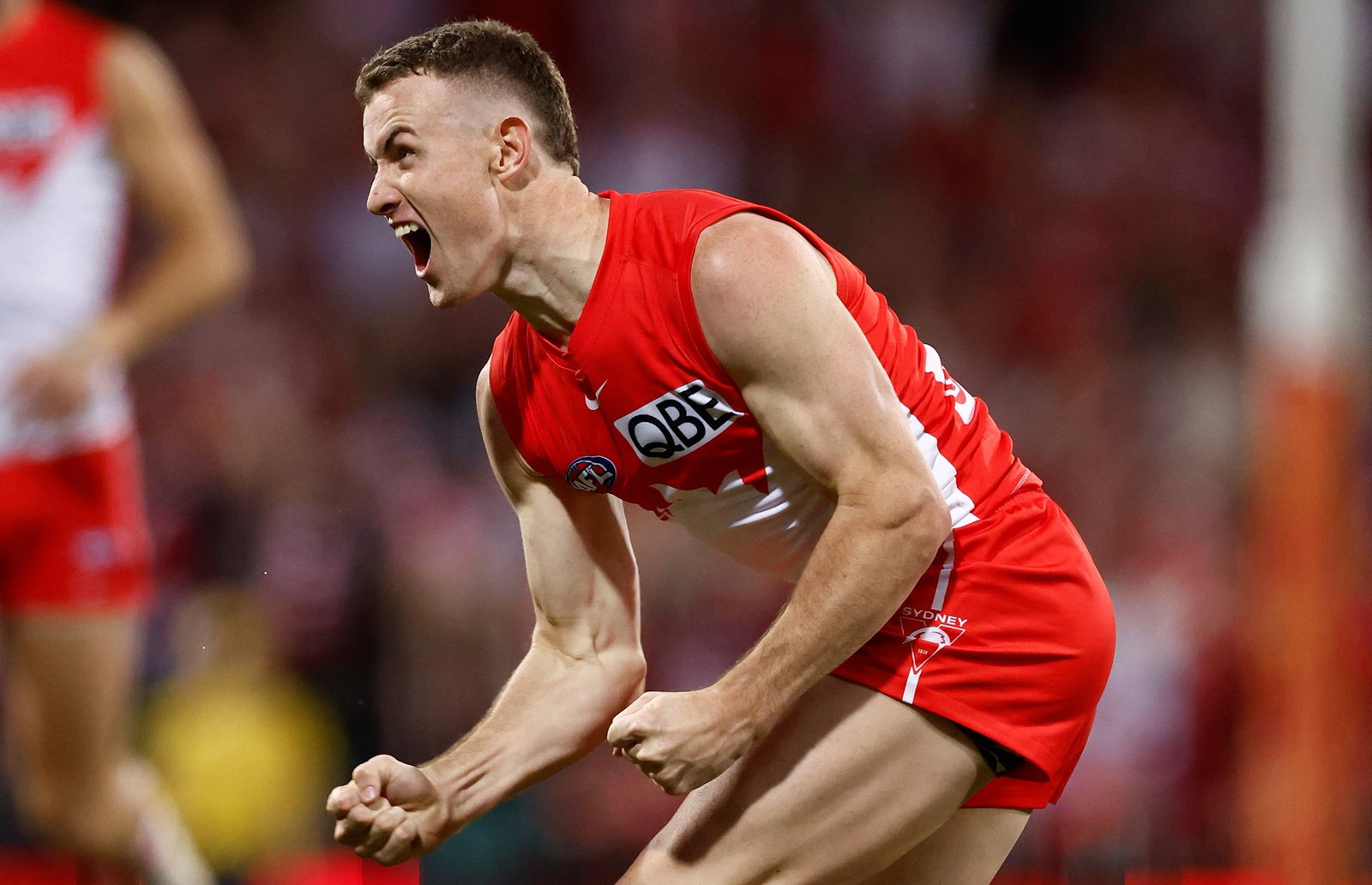 Chad Warner celebrates a goal