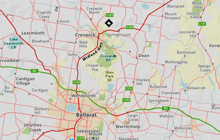 A map of bushfires in Victoria