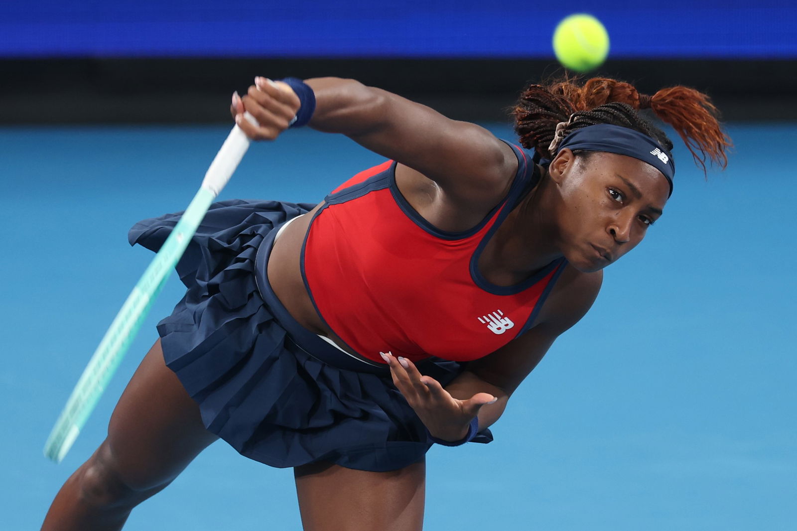 Coco Gauff serves at United Cup.