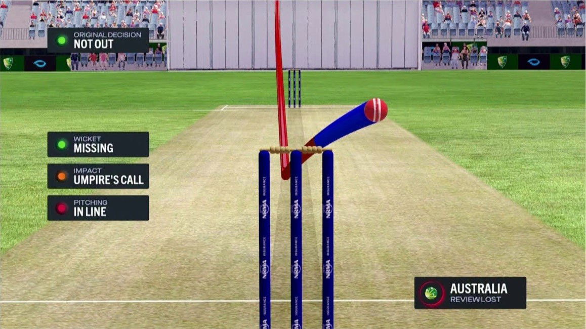 A screenshot of an LBW review missing the stumps.