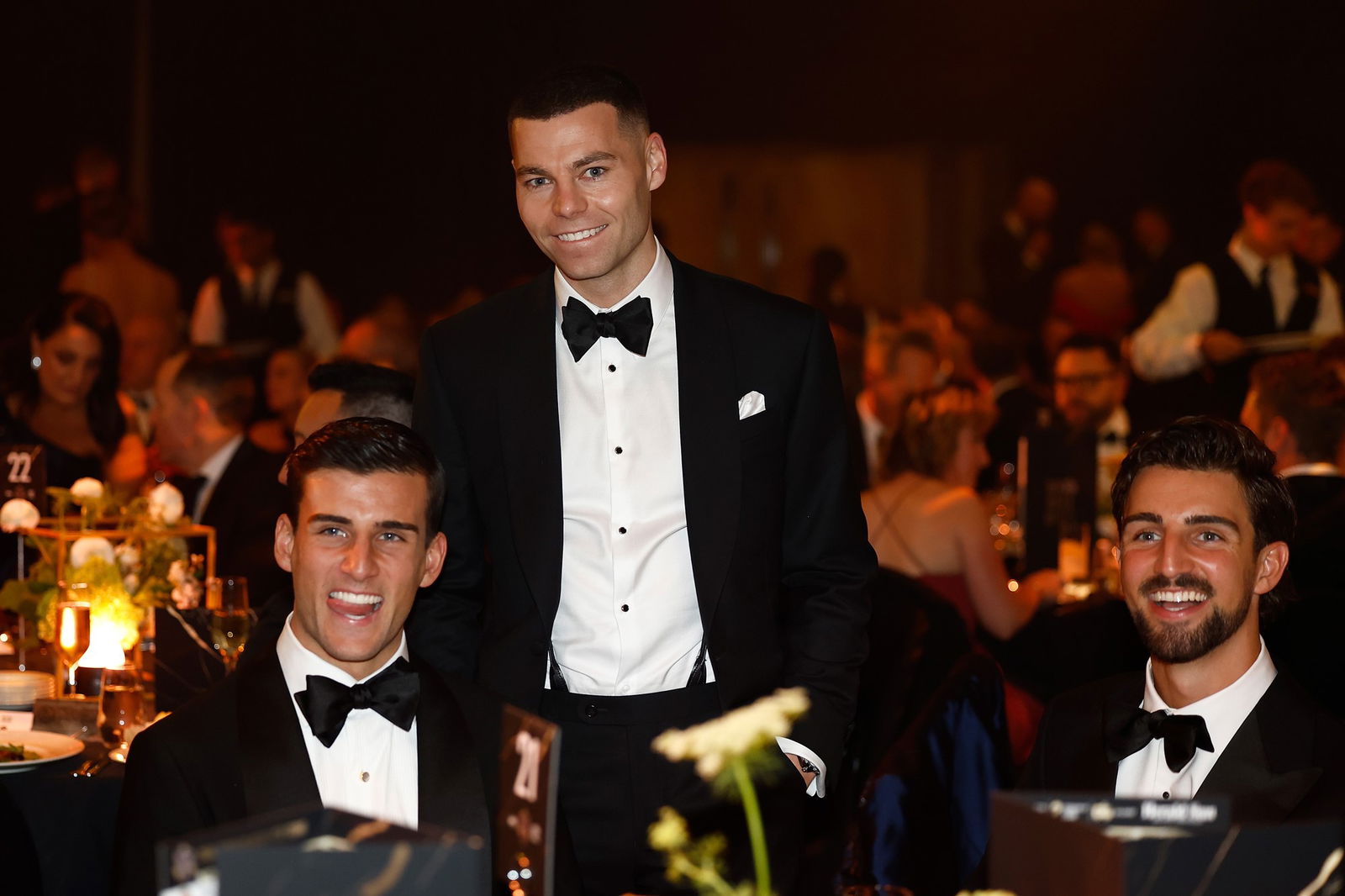 Nick Daicos, Jamie Elliott and Josh Daicos