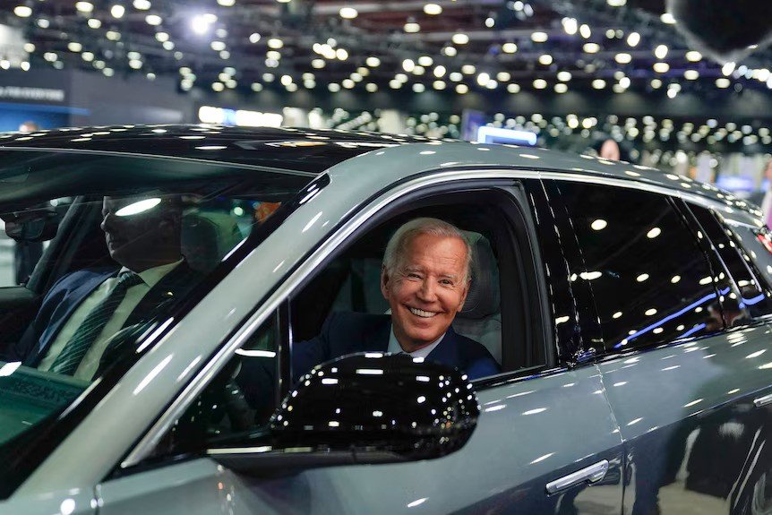 Biden in a car