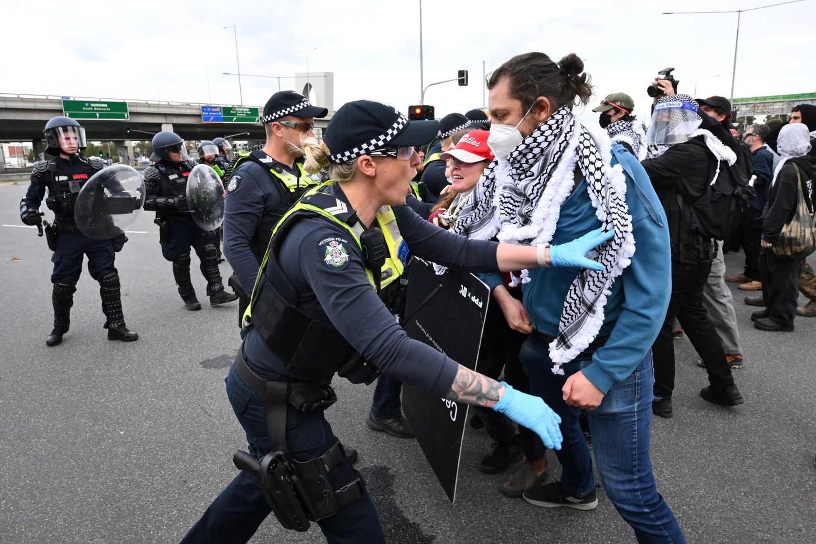 Police and protesters