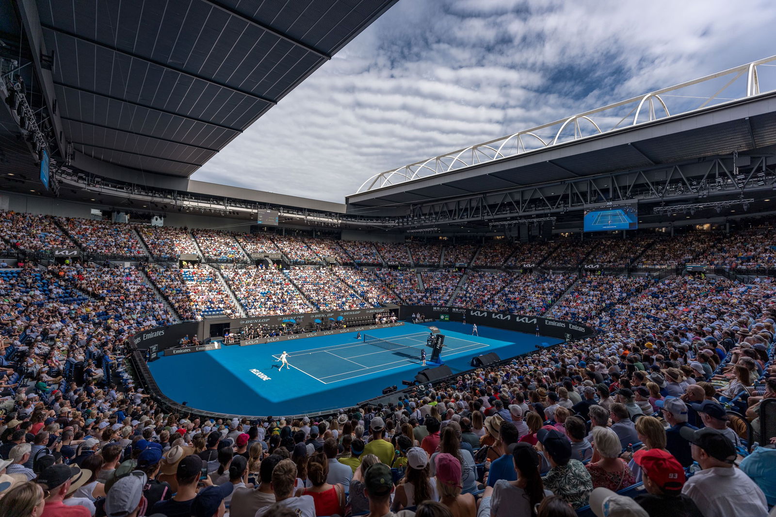 Rod laver arena with lots of people in the stadium