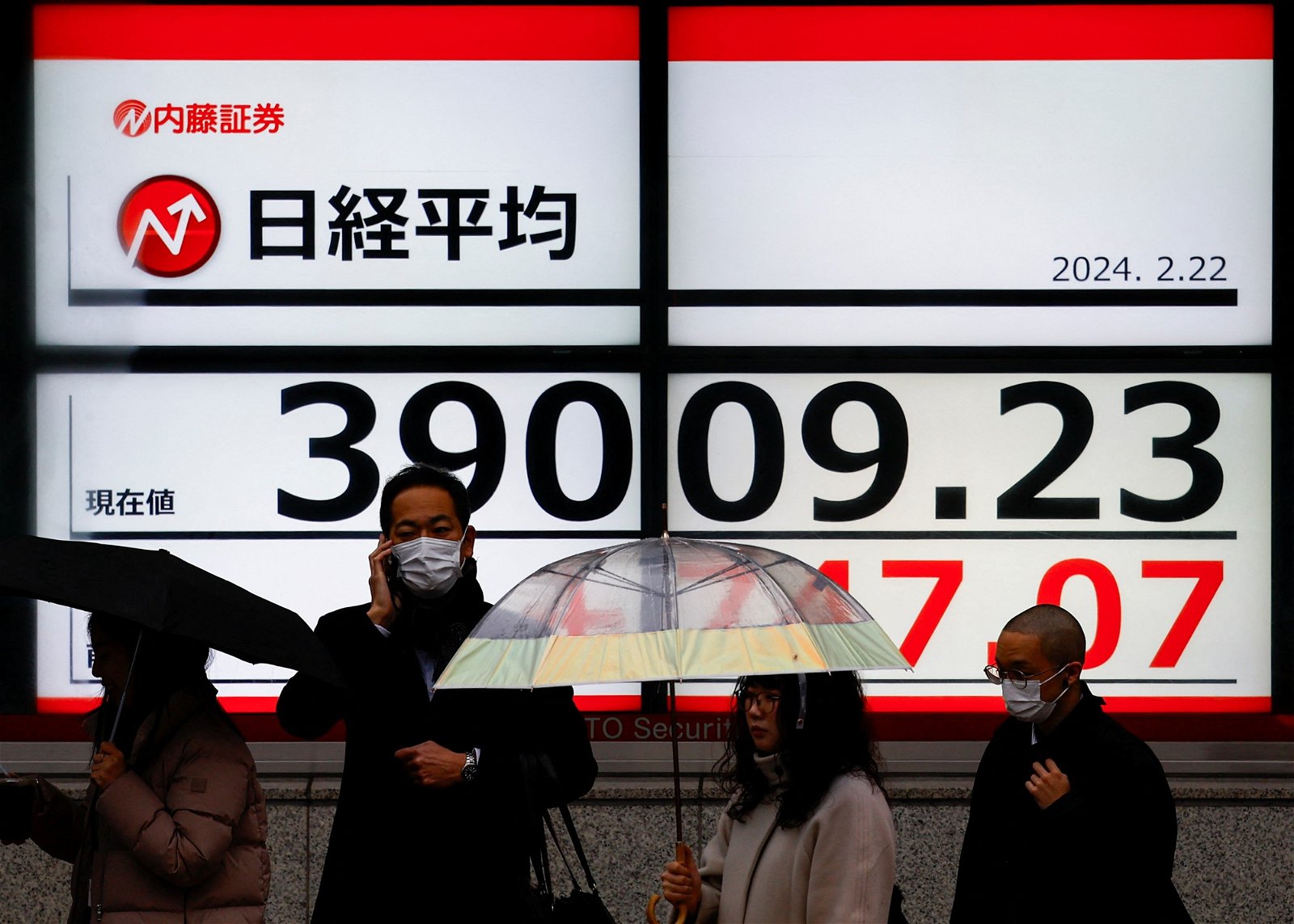 Tokyo's Nikkei passed 39,000 points for the first time in its history today