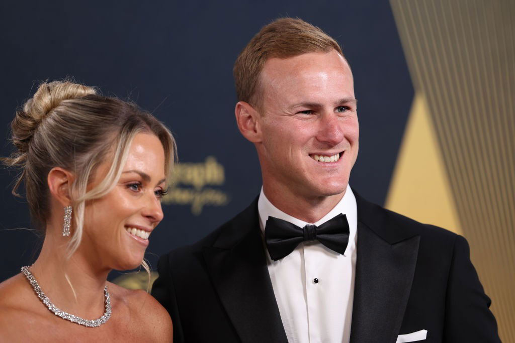 Daly Cherry-Evans and his wife on the green carpet at the Dally M Awards.