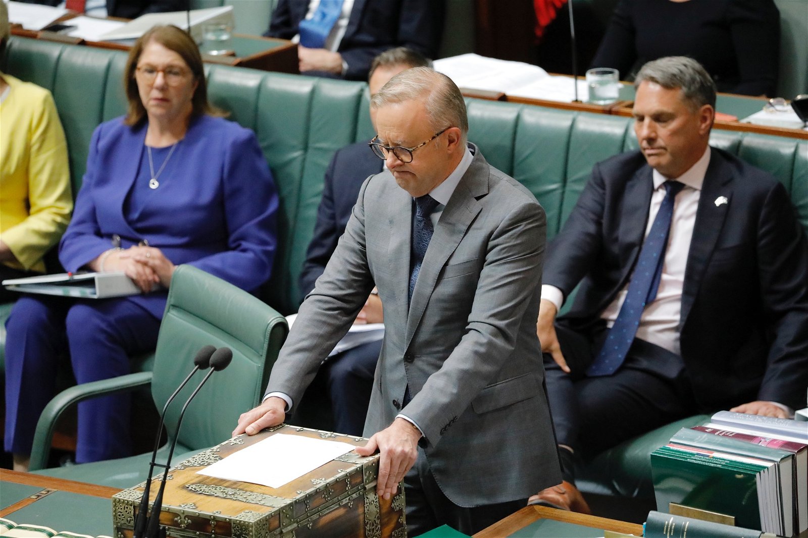 Anthony Albanese standing in Question Time